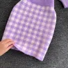 Ensemble à carreaux en maille - jupe - gilet - cardigan