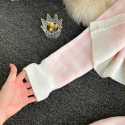 Ensemble à carreaux en maille - jupe - gilet - cardigan