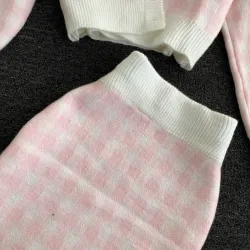 Gebreide plaid set - rok - vest - vestJurken