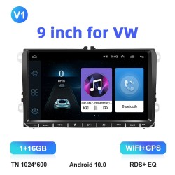 Autoradio - 2 Din - 9 inch - Android 10 - 1GB - 16GB - Bluetooth - GPS - carplay - voor Volkswagen Golf 5 6 PassatDin 2