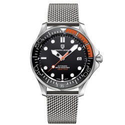 PAGANI - automatic stainless steel watch - mesh strap - waterproof - orangeWatches