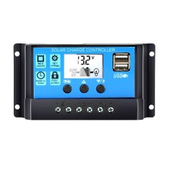 Auto solar panel charge controller - PWM controller - LCD display - dual USB - 12V - 24VSolar panel controllers