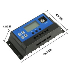 Auto solar panel charge controller - PWM controller - LCD display - dual USB - 12V - 24VSolar panel controllers