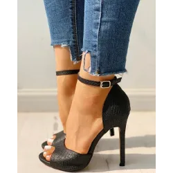 Sexy high heel sandals - ankle strap - snakeskin patternSandals