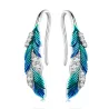 Groen-blauwe kristallen veren - oorbellen - 925 sterling zilverOorbellen