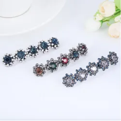 Elégante barrette à cheveux avec fleurs en cristal