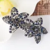Elegant hair clip - double blue crystal flowersHair clips