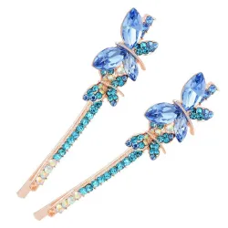 Papillon double cristal - épingle à cheveux - 2 pièces