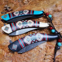 Couteau de poche pliant - manche décoratif coloré