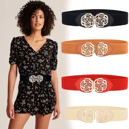 Elastische canvas riem - met decoratieve metalen gespRiemen