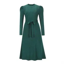 Robe en maille élégante - manches longues - ceinture à la taille