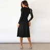 Robe en maille élégante - manches longues - ceinture à la taille