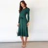 Elegante gebreide jurk - lange mouw - tailleriemJurken
