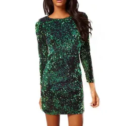Groene mini-jurk met paillettenJurken
