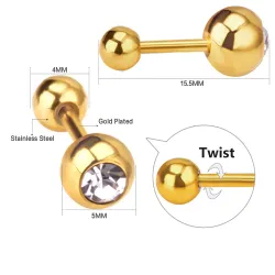 Petites boucles d'oreilles avec boule / zircone