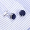 Round silver cufflinks with blue enamelCufflinks