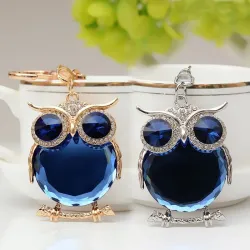 Hibou cristal bleu - porte-clés