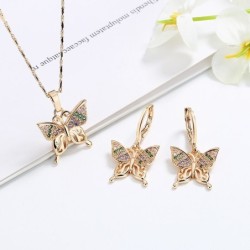 Gouden sieraden set - met vlinders - oorbellen / collierSieradensets
