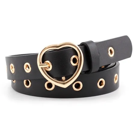 Classic leather belt - metal heart shaped buckleBelts