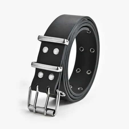 Leren riem in punkstijl - dubbele metalen ringenRiemen