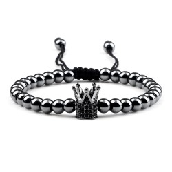 Bracelet de perles de cuivre avec une couronne - corde réglable
