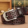 Ceinture en cuir véritable sculpté - avec une boucle en métal
