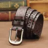 Ceinture en cuir véritable sculpté - avec une boucle en métal