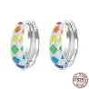 Boucles d'oreilles créoles arc-en-ciel - argent sterling 925