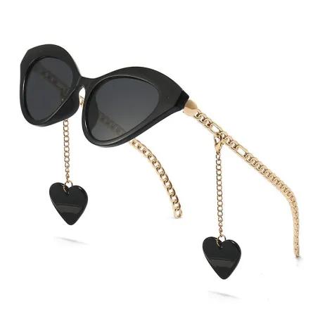 Cat eye stijl zonnebril - met ketting / hartZonnebril