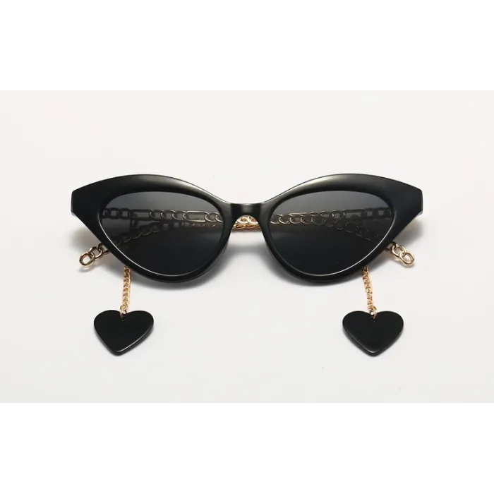Cat eye stijl zonnebril - met ketting / hartZonnebril