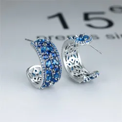 Boucles d'oreilles élégantes en argent - fleurs de cristal