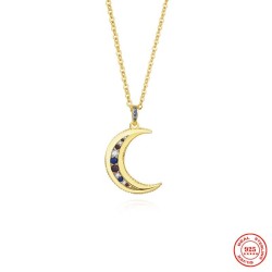 Pendentif lune en cristal avec collier - argent sterling 925