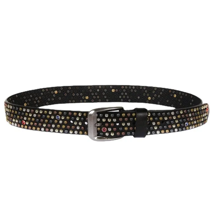 Leather belt - round rivets / crystalsBelts