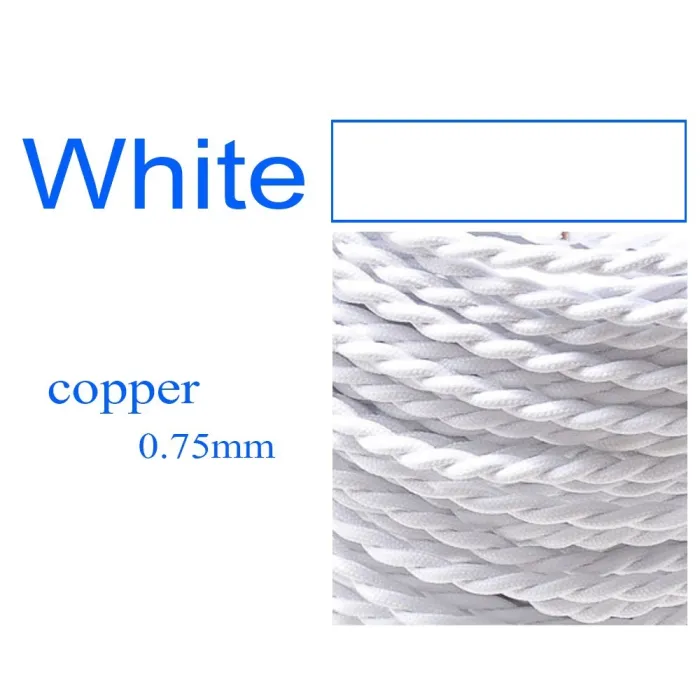 Vintage twisted woven fabric - braided electrical wire - hanging lamp cord - 2 coreLights & lighting