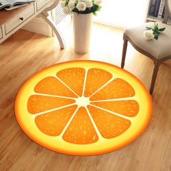 Decoratief rond vloerkleed - fruitpatroon - oranjeTapijten