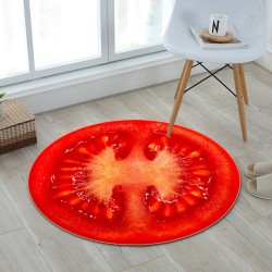 Tapis rond décoratif - motif fruits - tomate