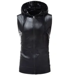 Glanzend metallic vest met capuchonJassen