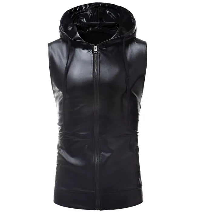 Glanzend metallic vest met capuchonJassen