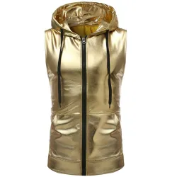 Glanzend metallic vest met capuchonJassen