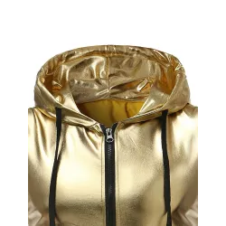 Glanzend metallic vest met capuchonJassen