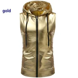 Glanzend metallic vest met capuchonJassen