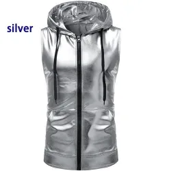 Glanzend metallic vest met capuchonJassen