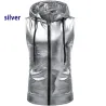 Glanzend metallic vest met capuchonJassen