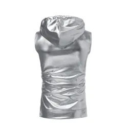 Glanzend metallic vest met capuchonJassen
