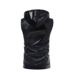 Glanzend metallic vest met capuchonJassen