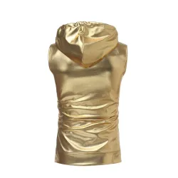 Glanzend metallic vest met capuchonJassen