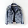 Short denim jacket - with decorative pearlsJackets
