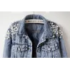 Short denim jacket - with decorative pearlsJackets
