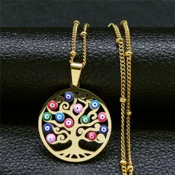 Turks oog / levensboom hanger - met ketting - RVSHalskettingen