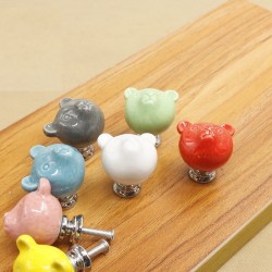 Ours en céramique 3D - poignées de meubles - boutons
